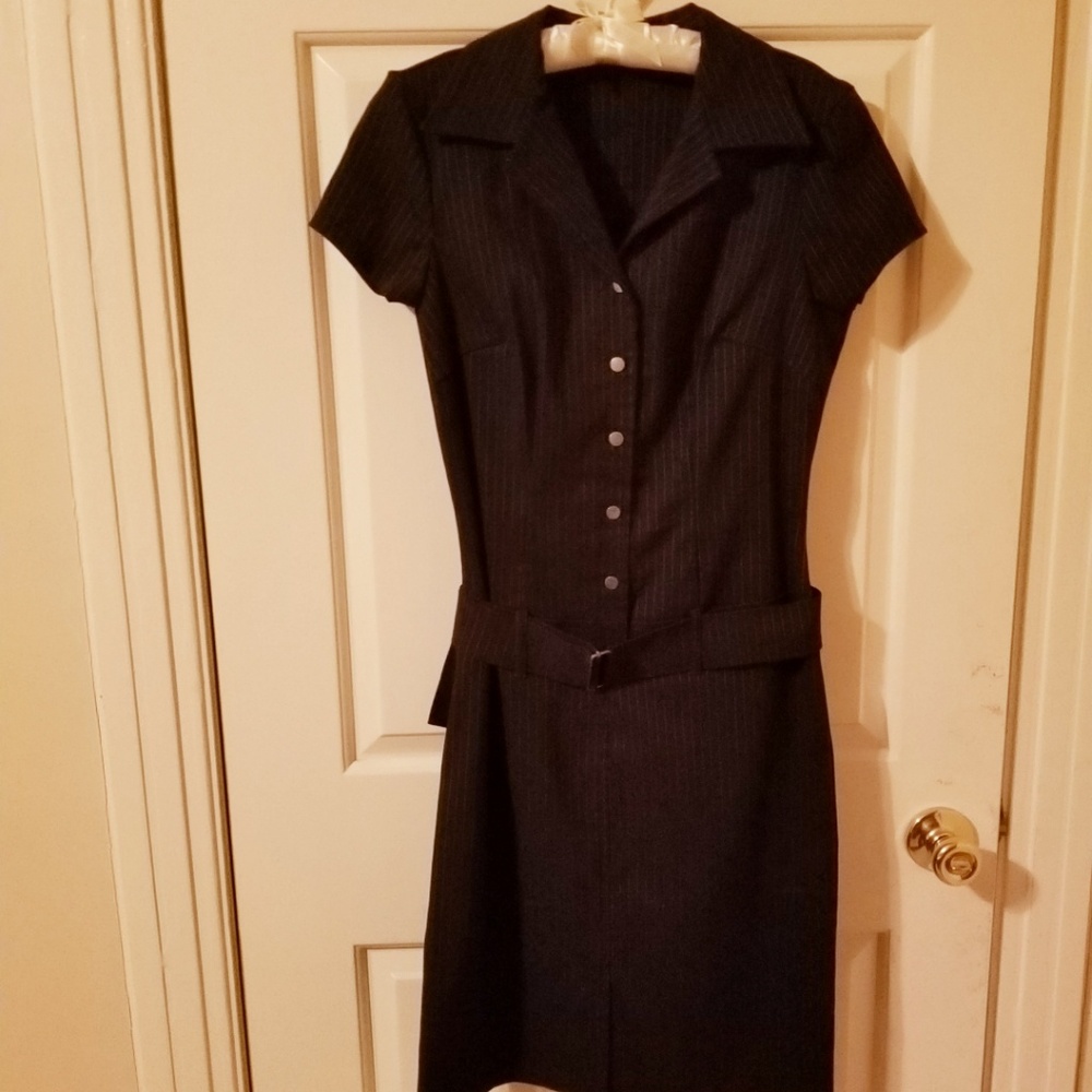 Black dress with skinny silver/grey line details